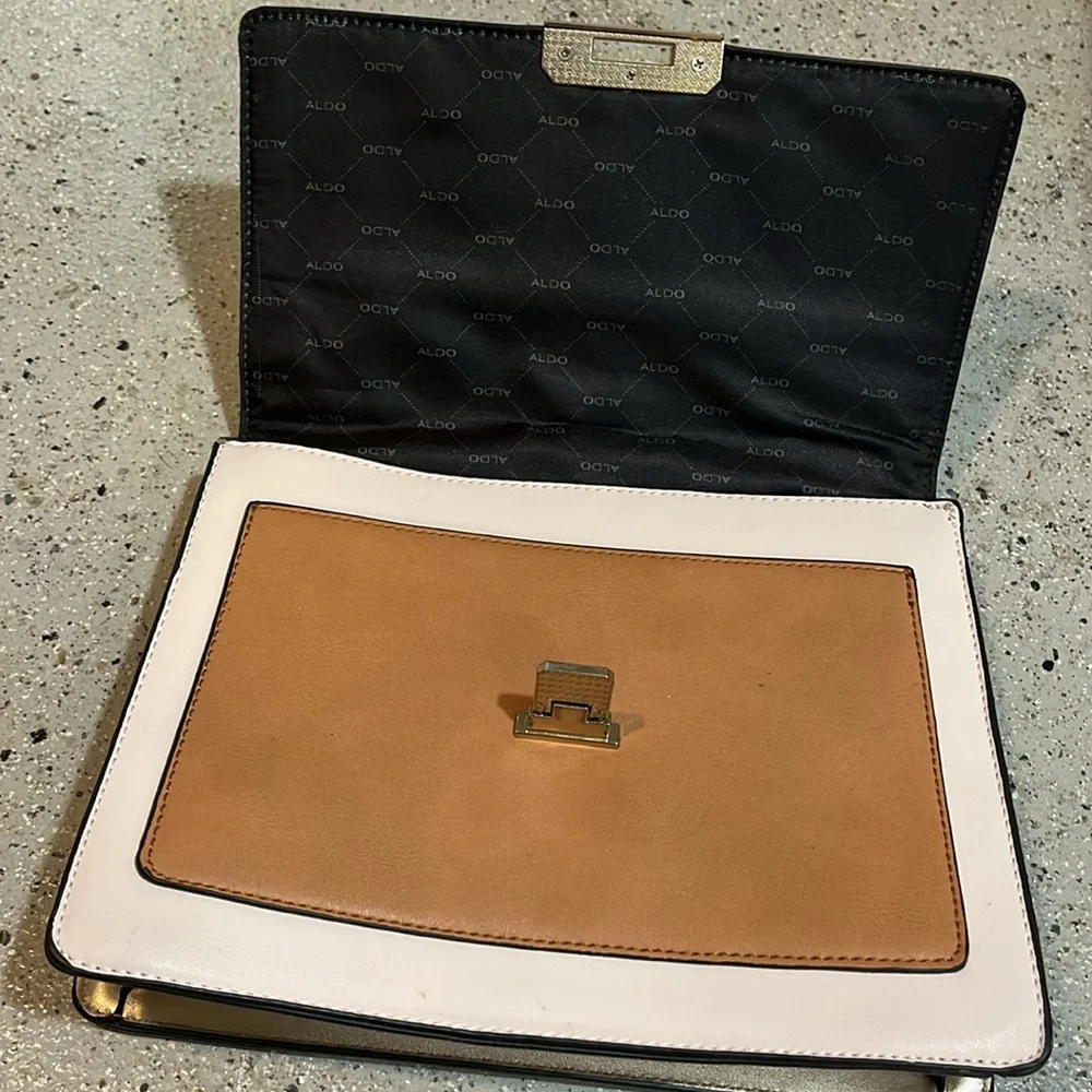 ALDO ANNIEBROOK COLORBLOCK FLAPPED SATCHEL BAG BLACK CAMEL TAN BLUSH PINK